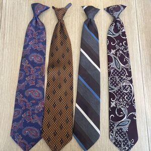 Vintage Neck Tie American Edition Clip On Mens Silk Ram Paisley Lot Made‎ in USA